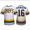 MovieHockeyHanson Brothers Charlestown Hockey Jersey #16 Jack Hanson #17 Steve #18 Jeff Hanson 7 Dunlop Slapshot Movie Jerseys Blue White