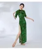Vestuário de palco feminino Vestido de dança oriental Hanfu Clássico Chinês Estampado Qipao Treinamento Aprimorado