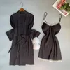 Women's Sleepwear Jxgarb Fashion Woman's Simple Robe Gown Sets High Grade Femme Sexy V Neck Ice Silk Twinset Lingerie Nightclothing For
