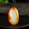 Charms Natural Hetian Jade Seed Materiale Pietra originale Ciondolo pelle bianca rossa Coppie maschili e femminili