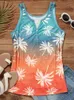 Women's Tanks Camis Gradient Coconut Tree Button Tank Tops Women Summer Beach Vacation Sleeveless Shirt Casual Notched Neck Holiday Vest Tops Tee 230608