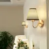 Wandlamp Stof Lampenkap LED Slaapkamer Bedlampjes Moderne Eenvoudige Woonkamer El Licht TV Achtergrond Gangpad Armatuur