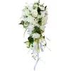 Bruiloftsbloemen Hartvormig Wit Groen Kunstmatige Bouqeuts Huwelijksaccessoires Ramos De Novias Boda