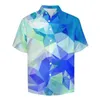 Men's Casual Shirts Abstract Geometry Northern Lights Print Beach Shirt Hawaiian Fashion Blouses Male Graphic Plus Size