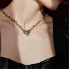 Pendant Necklaces Punk Hip Hop Heart Shape Red Crystal Rock Flame Choker For Women Night Club Party Fashion Jewelry Vintage Cool