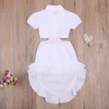 Vestidos para meninas 1 6 anos Crianças Meninas Vestido de verão Roupas para crianças Bebê Manga curta Lapela Babado Maxi Camisa casual de praia Roupas 230609