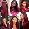 Volumes de cabelo 1B 99J Feixes com fechamento Ombre Colored Red 2 3 4 Peruvian Straight Human Weave 230609