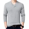 Herrtröjor Casual Slim Fit Sweater Mens Classic Pullover Men Solid Color V-Neck Pull Homme Cashmere Cotton Jumpers