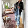 Men's Jeans Vintage jeans flowers full print trousers y2k clothing blue men's pantalones de mujer casual couple outfit p230608