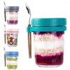 Opbergflessen Overnight Oats Potjes Glas Met Deksels En Lepel 4 Stuks tbv