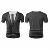 T-shirts pour hommes T-shirt drôle de smoking à impression 3D pour hommes T-shirt à revers faux costume T-shirt gilet chemises chemise hommes vêtements surdimensionnés à manches courtes 230608