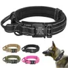 Guinzagli Collare per cani tattico personalizzato Collare per animali in nylon militare Collari per animali domestici personalizzati con maniglia di controllo rapido per la passeggiata di cani di grossa taglia