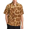 Chemises décontractées pour hommes chemise à imprimé peau de girafe Animal Art plage lâche Hawaii mode Blouses à manches courtes hauts surdimensionnés personnalisés