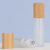 Garrafas de rolo de vidro líquido recarregáveis vazias 5ml 10ml Frosted Roll On Container Mgnih