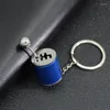 Nyckelringar Bil Gear Box Keychain for Men Imitation 6 Speed ​​Manual Car-Styling Keyring Knob Shift Gearbox Stick Gift Souvenir