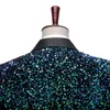 Mäns kostymer Blazers Colorful Glitter Sequin Tuxedo Blazer Men Luxury Brand Mens Shawl Collar Dress kostym Jacka Wedding Party Stage Costume 230609