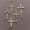 Charmes 10 pcs micro pave cz crucifix religieux collier pendant femmes mode bricolage