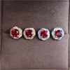 Kolczyki na stadninie naturalny czerwony granat 925 srebrny dla kobiet mody biżuteria kryształ czysty jasny kolor bardzo dobrej jakości