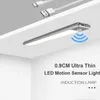 Luzes noturnas Lâmpada LED sem fio Cozinha sob o armário Luz USB recarregável PIR Sensor de movimento Armário Armário Alumínio