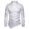 Chemises décontractées pour hommes mode noir ourlet irrégulier Slim Fit Chemise à manches longues hommes Chemise Homme Hipster Paisley hommes robe d'affaires