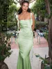 Основные повседневные платья Чикологии скольжения кисточки Satin Bodycon Long Dress Elegant Festival Evening Party Sexy Birthday Женская одежда для оптом 230608