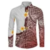 Men's Casual Shirts Polynesian Tribal Tongan Totem Tattoo Tonga Prints Shirt For Mens Long Sleeve Male Regular-Fit Button-Down Work