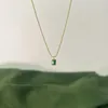 펜던트 목걸이 작은 반짝이는 녹색 모방 에메랄드 스테인리스 스틸 골드 도금 구슬 체인 목걸이 여성 선물 패션 액세서리