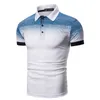 Herrpolos tryckt kortärmad polo skjorta lapel t-shirt casual tröja fashionabla
