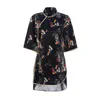 Ethnic Clothing Shanghai Story 3/4 Sleeve Chinese Floral Qipao Loose Chiffon Cheongsam Dress