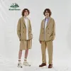 Men's Suits Blazers INFLATION Japanese Style Mens Oversized Suit Set Trendy Ultra Light Khaki and Pants 230609