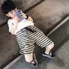Şort Çocuk Pantolon Boy Yaz Yarım Uzunluk Korece Versiyon Pamuk Yumuşak İns Stripe İnce Basit rahat rahat moda gömlek 230608