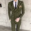 Мужские костюмы Blazers 2 часа Slim Fit Mens Set Double Breads Wedding Groomman Pinstripe Pinstripe Notched Late для брюк -брюк 230609