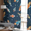 Cortinas transparentes estrela foguete para sala de estar quarto tule cozinha cortinas painel cortinas