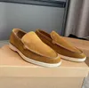 Novo designer de luxo sapatos casuais masculinos LP mocassins baixos camurça couro de vaca LoroPiana mocassins verão caminhada conforto mocassim deslizamento em mocassim de borracha 39-46