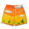 KINETIC Men Gym New Summer Casual Fiess Sports Quarter Pants Mesh Digital Printing Breathable Loose Shorts