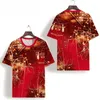 Camisetas para hombre 2023 de seda helada de manga corta con cuello redondo, camiseta suave de talla grande de estilo chino, camiseta sencilla informal roja, moda fina