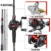 Rod Reel Combo Sougayilang 1.8 2.1m Casting Fishing 4 Section Carbon fibre Lure and 12 1BB 7.2 1 Gear Ratio Max Drag 8kg 230609