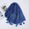 Foulards Vintage femme gland dentelle mince doux écharpe Hijab ethnique vêtements accessoires Turban tête musulmane islamique dame châles