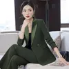 Kvinnors tvåbitar byxor 2023 Spring Autumn Women Work Set Female Office Lady Slim Blazers Ladies Jacket Trousers Outfits E149