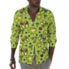 Men's Casual Shirts Men's Bright Vacation Mens Flip Flops Palm Tree Shirt Long Sleeve Fashion Street Style Blouses Spring Custom