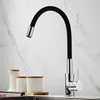 Kitchen Faucets Silica Gel Nose Any Direction Rotating Faucet Cold And Water Mixer Torneira Cozinha Single Handle Black Tap