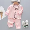 Pajamas LJW Children's Set Boys' and Girls' Ice Silk Satin Top Pants Baby Cotton Dinosaur Home Wear 230609