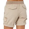 Shorts Femininos Calças Curtas Femininas de Verão Cintura Elástica Soltas Mulheres Bolsos Casuais ALine Cargo Candy Color Roupa de Casa Geral 230608