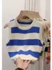 女性用タンクキャミスセクシーなリブ編みの女性用のタンクトップ夏のストライプOネックノースリーブトップストリートビンテージ韓国ファッションシャツベストY2K服230608