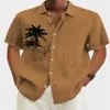 Hawaiian men's lapel shirt short sleeved casual Harajuku coconut print oversized T-shirt new collection