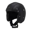 Motorradhelme Leder Open Face Helm Vintage für Motorrad Moto Biker Cruiser Touring Scooter