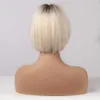 NXY Blonde Ombre Court Bob Perruques pour Femmes Cheveux Naturels Synthétiques Haute Température Fibre Cosplay Perruque Résistant À La Chaleur 230619