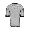 Men's T-Shirts Men's Fishnet Shirt Transparent Mesh Tops Half Sleeve O-Neck T-Shirt Solid Color See-Through Undershirt Camisa Masculina 230608