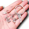 Keychains 1pc I Love Sewing Metal Tag Tailor Keychain Tape Measure/Sewing Machine/Scissors Keyring DIY Charm Jewelry Crafts Making P757