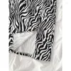Jupes Femme Automne Vêtements pour femmes Taille haute Zebra Stripes Split Jupe Faldas Jupe